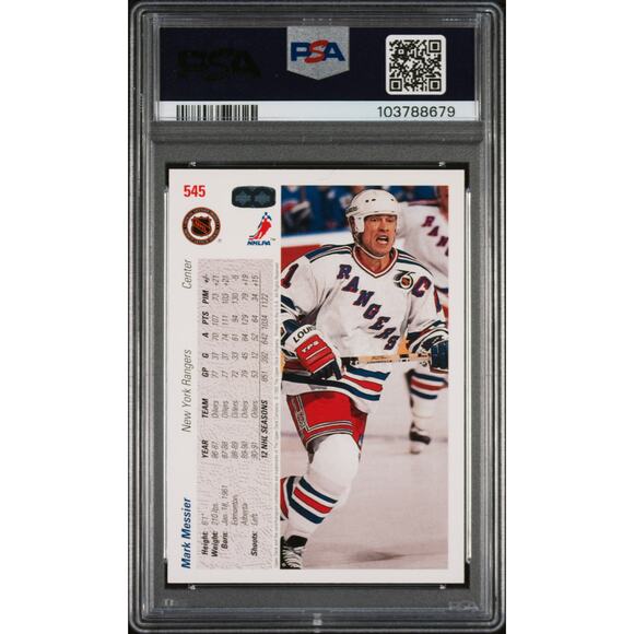 1991 Upper Deck #545 Mark Messier PSA 10 Gem Mint New York Rangers - Picture 2 of 2